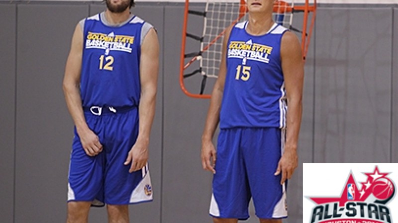 Endrjū Boguts un Andris Biedriņš
Foto: warriors.com