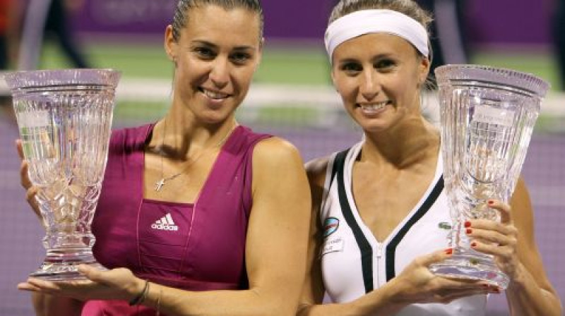 Flavija Penneta un Gisela Dulko
Foto: Reuters/Scanpix