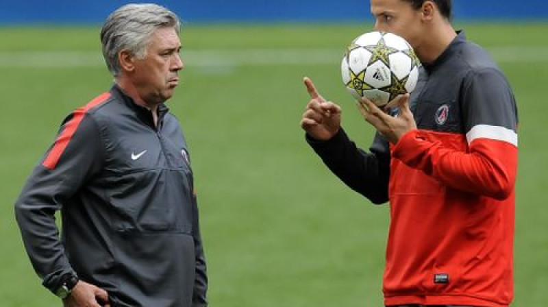 Karlo Ančeloti un Zlatans Ibrahimovičs
Foto: AP/Scanpix