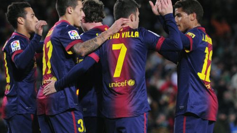 "Barcelona" atzīmē vārtu guvumu
Foto: AFP/Scanpix