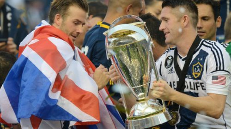 Deivids Bekhems un Robijs Kīns ar MLS kausu
Foto: AFP/Scanpix