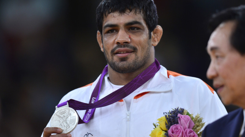 Cīkstonis Sušils Kumars Indijai izcīnīja sudrabu Londonas spēlēs 
Foto: AFP/Scanpix