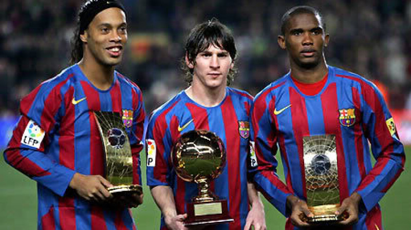 Ronaldinjo, Lionels Mesi un Samuels Eto'o
Foto: fifa.com
