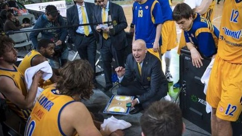Rims Kurtinaitis un "Khimki" Eirolīgas spēlē pret "Union Olimpija"
Foto: AFP/Scanpix