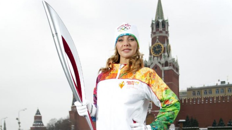 Soču olimpiskās lāpas demonstrēšana
Foto: sochi2014.com