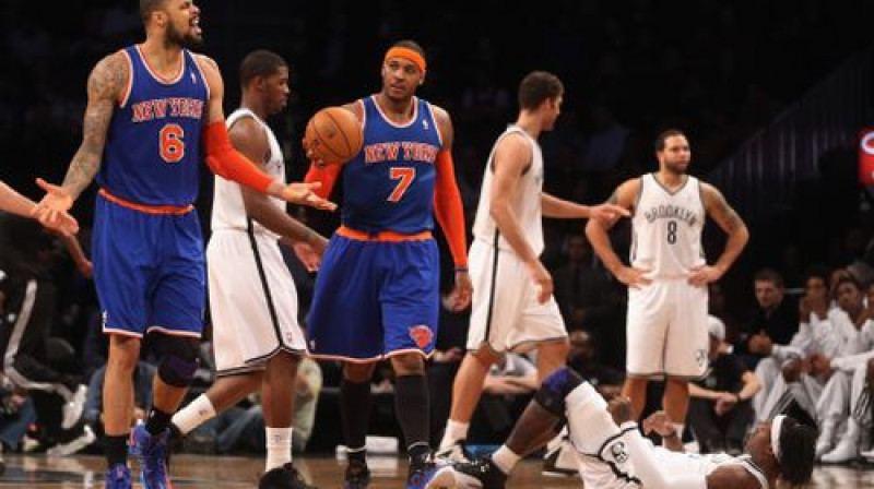Ņujorkas "Knicks" un Bruklinas "Nets" duelis kļuvis par NBA līdzjutēju uzmanības vērtu notikumu
Foto:AFP/Scanpix