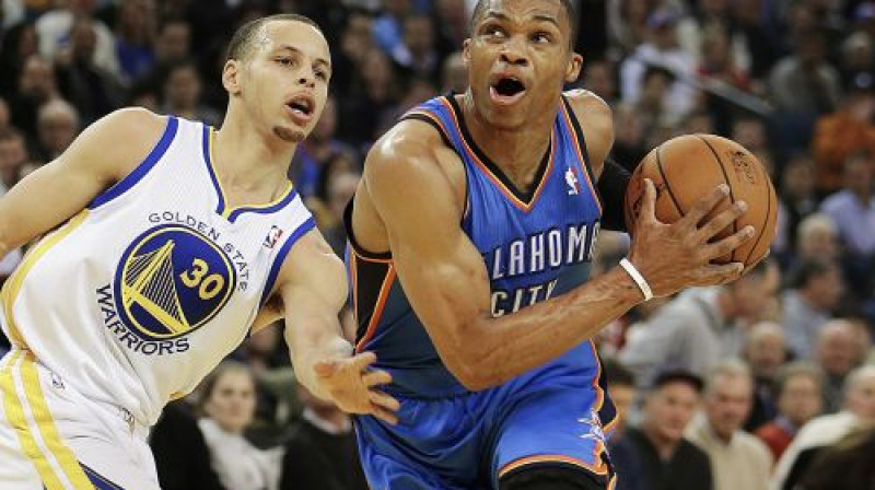 Šajā spēlē Stefans Karijs diezgan pārliecinoši apspēlēja Raselu Vestbruku
Foto:AP/Scanpix