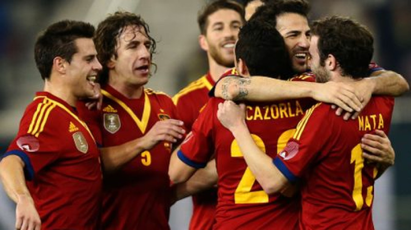 Spānija atzīmē vārtu guvumu
Foto: AFP/Scanpix