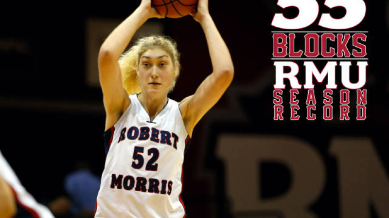 Anna Gailīte: 55 bloķēti metieni sezonā ir "Robert Morris University" rekords
Foto: www.rmucolonials.com