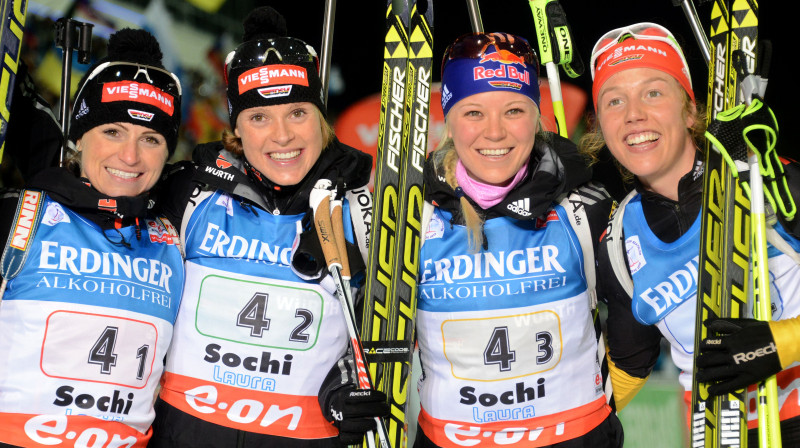 Andrea Henkele, Evi Zahenbahere-Štēle, Miriama Gesnere un Laura Dālmeiera
Foto: AFP