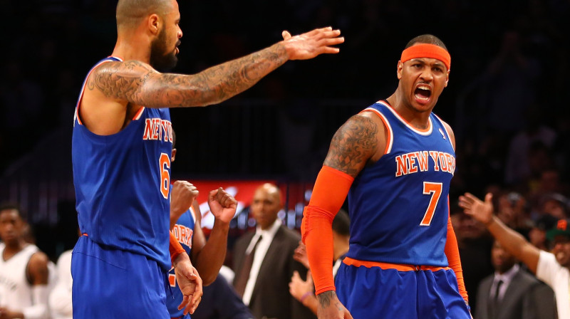 Taisons Čendlers (#6) un Karmelo Entonijs (#7)
Foto: AFP