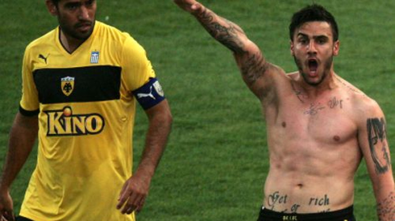 Jorgoss Katidis atzīmē vārtu guvumu
Foto: AP/Scanpix