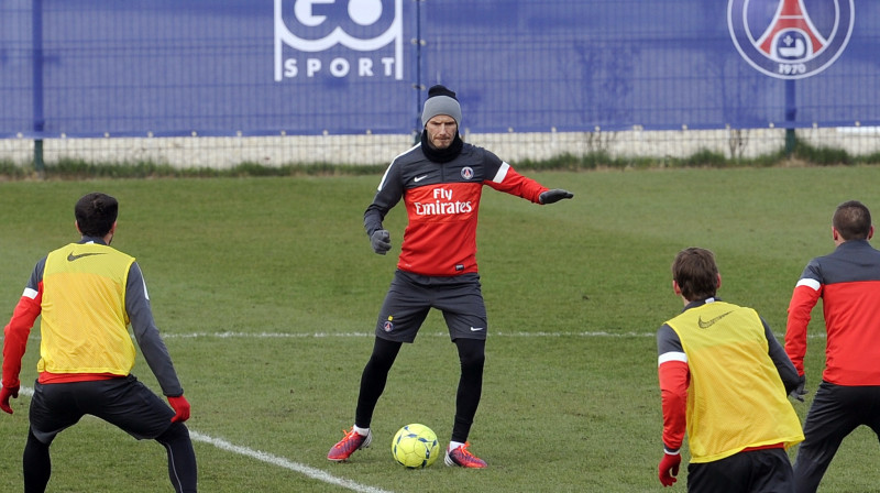 Deivids Bekhems PSG treniņā
Foto: AP/Scanpix