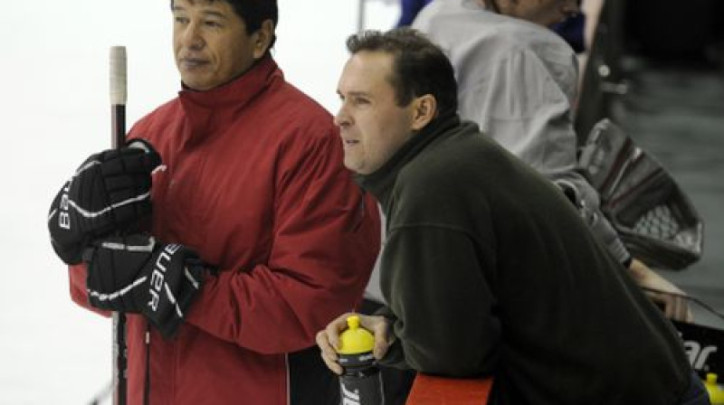 Teds Nolans un Artūrs Irbe
Foto: Romāns Kokšarovs, Sporta Avīze, f64