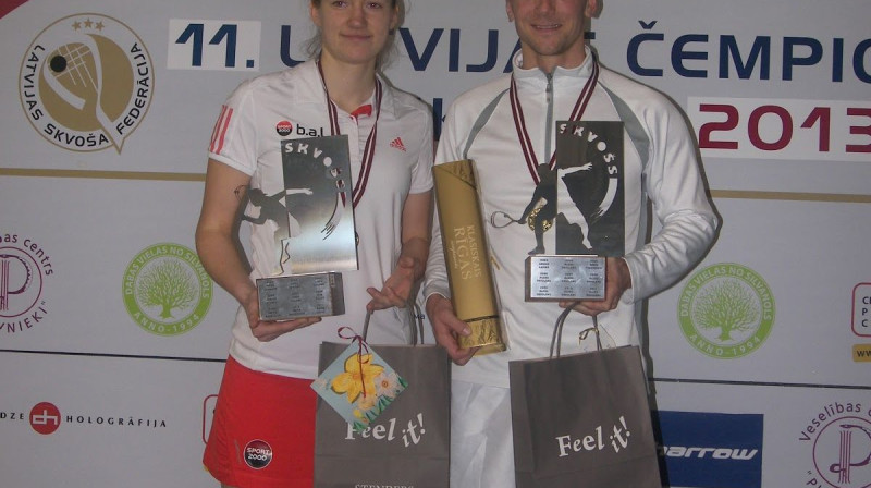 Ineta Mackeviča un Aleksandrs Pāvulāns 
Foto: squash.lv