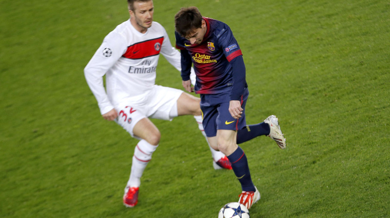 Deivids Bekhems un Lionels Mesi
Foto: AFP/Scanpix