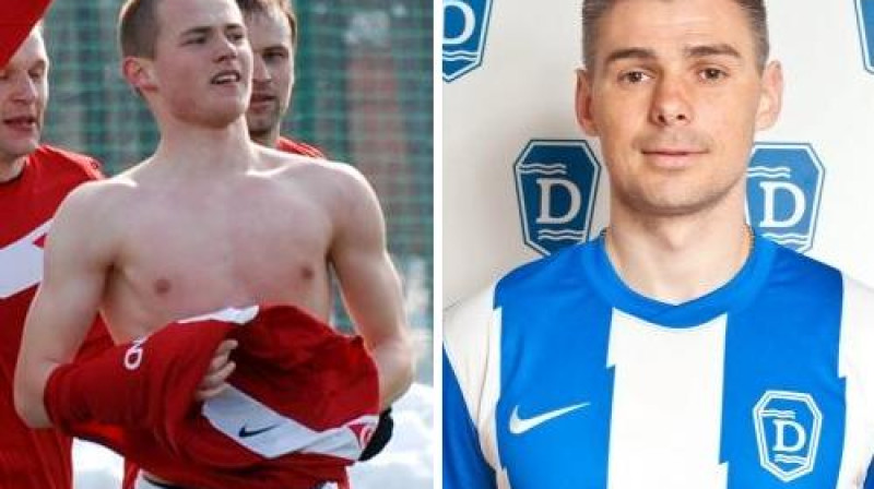 Vismaz šai foto jaunība pret pieredzi - 17 gadus vecais Jevgeņijs Kazačoks ("Spartaks") un 30 gadus vecais Mants Savens (Rīgas "Daugava")
Foto: klubu "Facebook" lapas