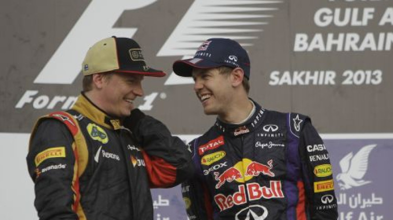 Raikonens un Fetels un pjedestāla Bahreinas GP
Foto: SCANPIX SWEDEN
