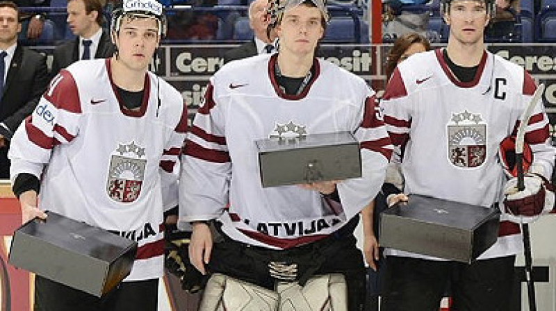Latvijas izlases labākie spēlētāji 2013. gada pasaules čempionātā. Foto: iihf.com