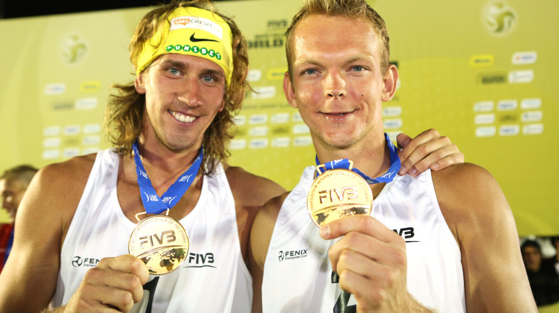 Aleksandrs Samoilovs un Jānis Šmēdiņš
Foto: fivb.org