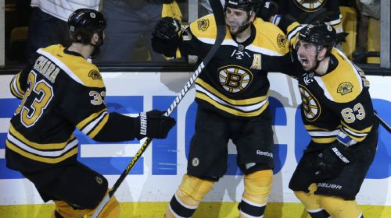 "Bruins" hokejisti līksmo - šādas uzvaras tik ātri neaizmirsīsies
Foto:AP/Scanpix