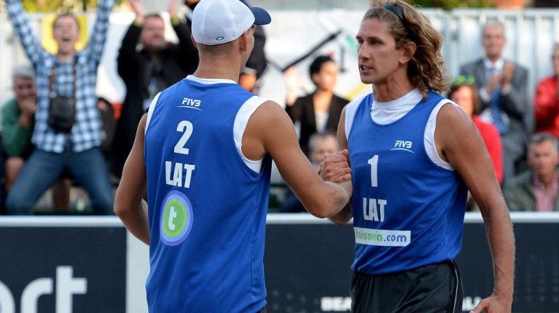 Jānis Šmēdiņš un Aleksandrs Samoilovs
Foto: fivb.org