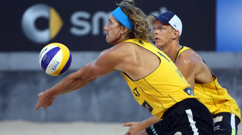 Aleksandrs Samoilovs un Jānis Šmēdiņš
Foto: fivb.org