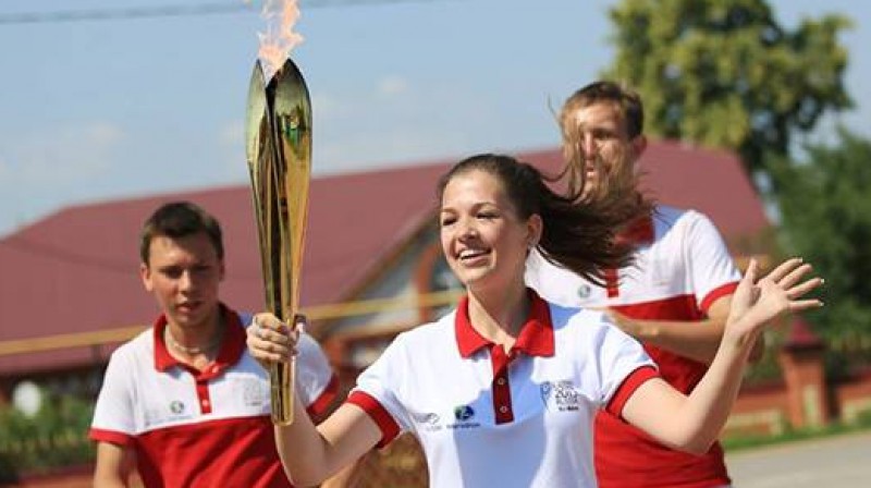 Pasaules universiādes lāpas stafete
Foto: kazan2013.ru