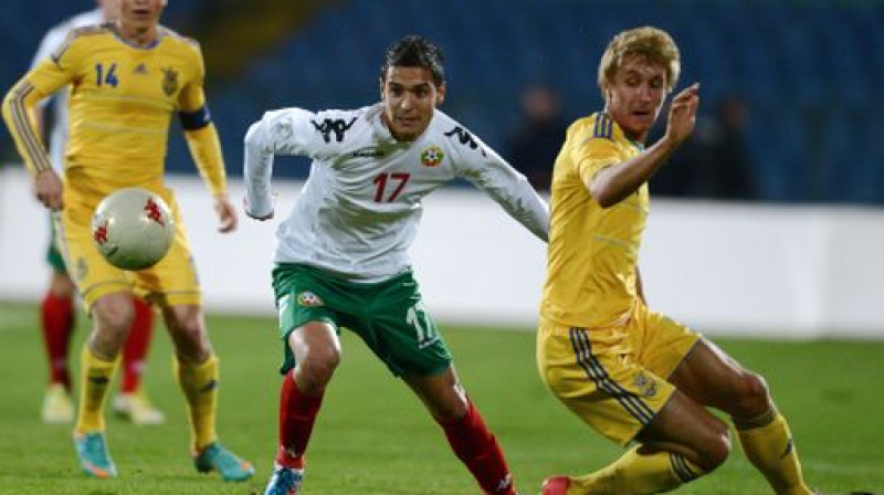 Georgijs Milanovs (nr. 17) pret Ukrainu
Foto: AFP/Scanpix