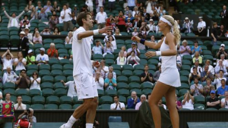 Daniels Nestors un Kristina Mladenoviča
Foto: Reuters/Scanpix