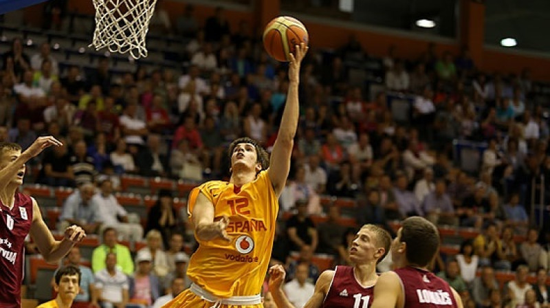 Spānijas spēka uzbrucējs Davids Iriarte
Foto: Mārtiņš Sīlis, www.fibaeurope.com