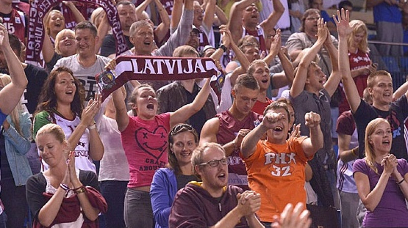 Latvijas līdzjutēji "Saku Suurhall" arēnā Tallinā
Foto: www.fibaeurope.com