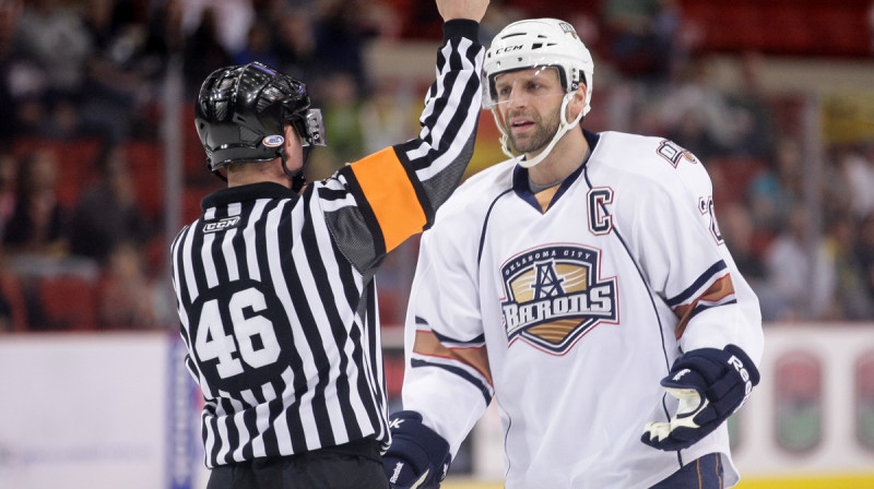Braiens Helmers, pārstāvot Oklahomsitijas "Barons"
Foto: Steven Christy