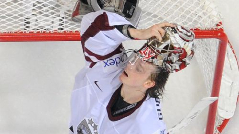 Kristers Gudļevskis par "Lightning" hokejistu kļuva Latvijas izlases kreklā
Foto: AFP/Scanpix
