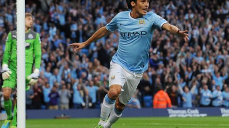 Davids Silva pēc pirmo vārtu guvuma
Foto: AFP/Scanpix