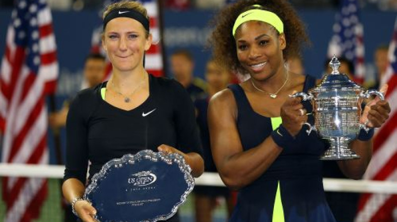 Viktorija Azarenka un Serēna Viljamsa pēc pagājušā gada fināla
Foto: AFP/Scanpix