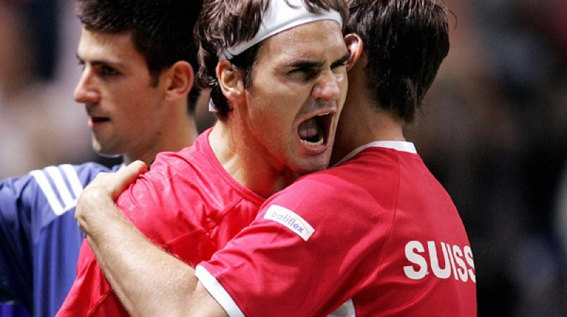 Rodžers Federers pēc 2006. gada uzvaras pār Novaku Džokoviču
Foto: AFP
