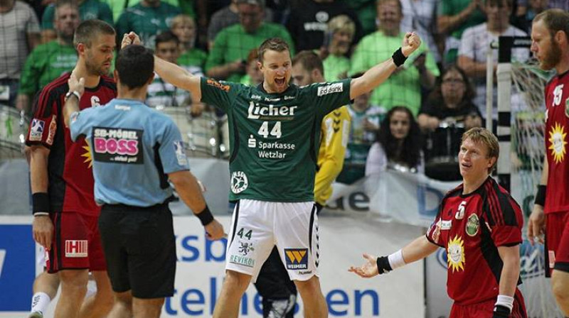 Evars Klešniks un HSG "Wetzlar" guva trešo uzvaru piecās pirmajās spēlēs Vācijas 1. bundeslīgas čempionātā. 
Foto: HSG Wetzlar