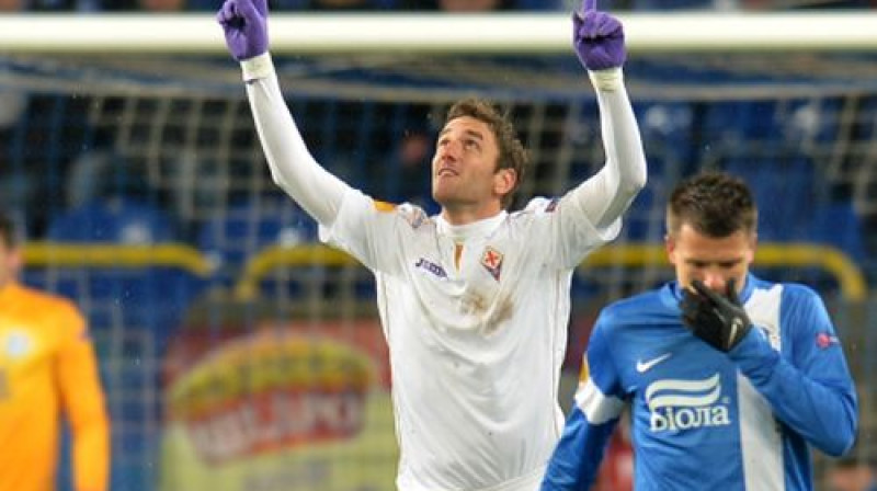 Gūtos vārtus atzīmē Gonsalo Rodrigess no "Fiorentina"
Foto:AFP/Scanpix