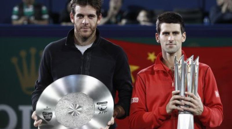 Huans Martins Del Potro un Novaks Džokovičs pēc 2013. gada Šanhajas fināla
Foto: Reuters/Scanpix