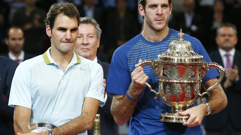 Rodžera Federera mājās arī šonedēļ saimniekoja Huans Martins Del Potro
Foto: Reuters/Scanpix