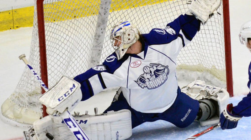 Kristers Gudļevskis "Crunch" vārtos
Foto:Scott Schild/Syracuse.com
