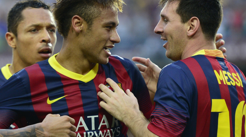 "Barcelona" superzvaigznes Neimārs un Lionels Mesi kandidē uz 2013. gada "Ballon d'Or"
Foto: AFP/Scanpix