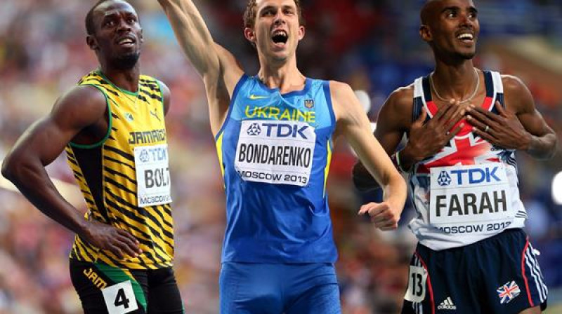 Useins Bolts, Bogdans Bondarenko, Mo Farahs
Foto: IAAF / Getty Images