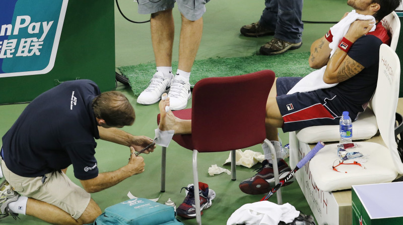 Janko Tipsarevičs papēža savainojuma dēļ arvien nav gatavs atgriezties sacensību apritē
Foto: AP/Scanpix