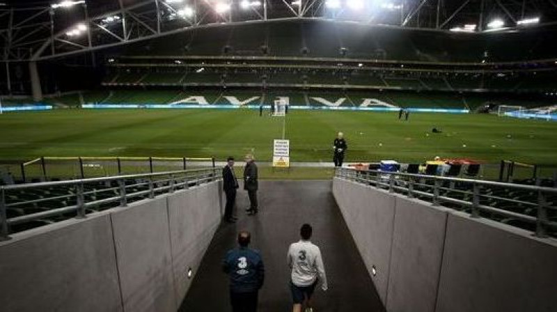 "Aviva" stadions vakar pirms Īrijas izlases treniņa
Foto: PA Wire/Press Association Images/Scanpix