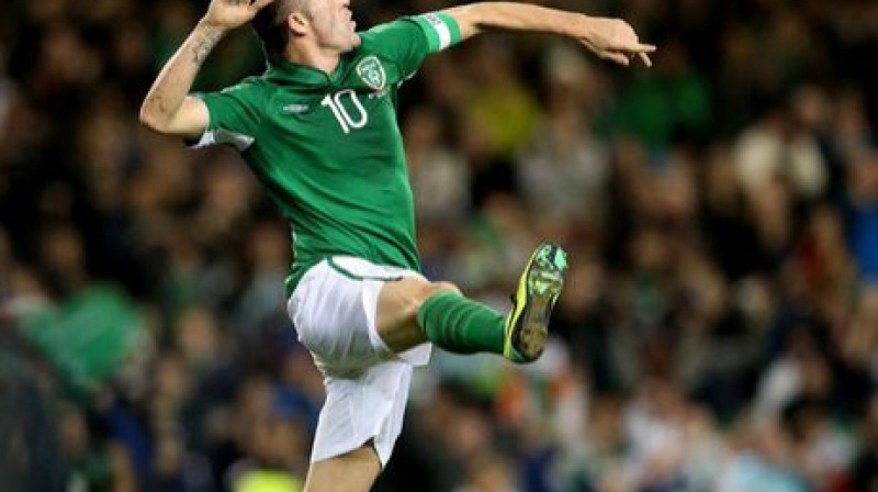 Robijs Kīns svin gūtos vārtus pret Latviju
Foto: PA Wire/Press Association Images/Scanpix