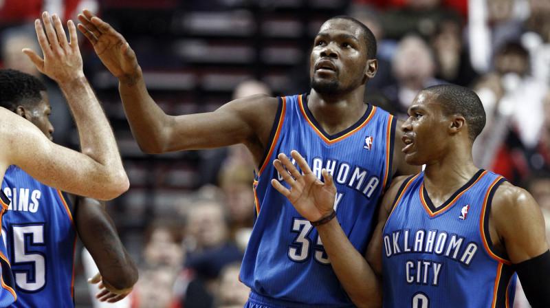 Kevins Durants un Rasels Vestbruks
Foto: AP/Scanpix