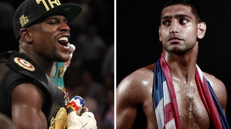 Floids Meivezers un Amirs Kāns
Foto: mirror.co.uk