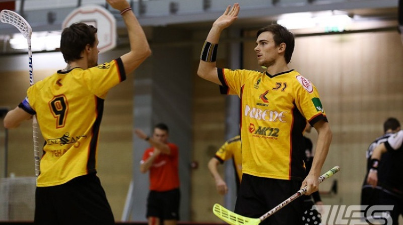 Atis Stepāns (#31) savas komandas labā guva trīs vārtus
Foto: floorball.lv